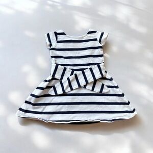 Hope & Henry Navy and White Striped Kids Dress with Tie